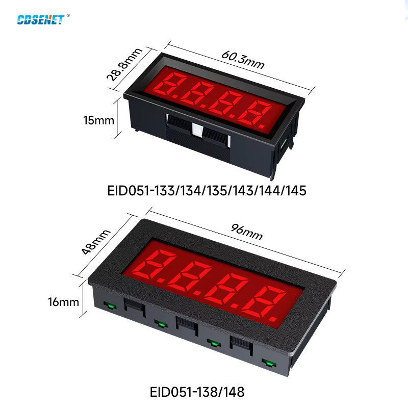 CDSENET EID051-Serie MODBUS RTU RS485 Serielle LED-Digitalröhre mit verstellbarem Display in Schwarz für SPS und industrielle Kommunikation (3/4/5/6 Bit) - Bild 2