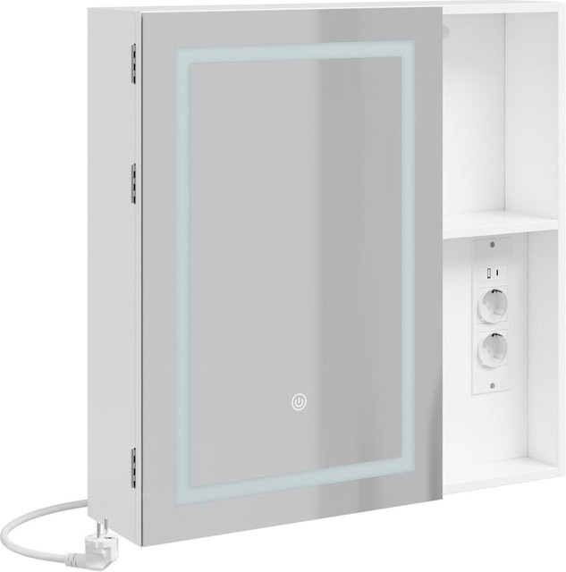 SoBuy Spiegelschrank für das Badezimmer mit LED-Beleuchtung in Weiß, B: 60 cm, T: 15,5 cm, H: 60 cm - Bild 1