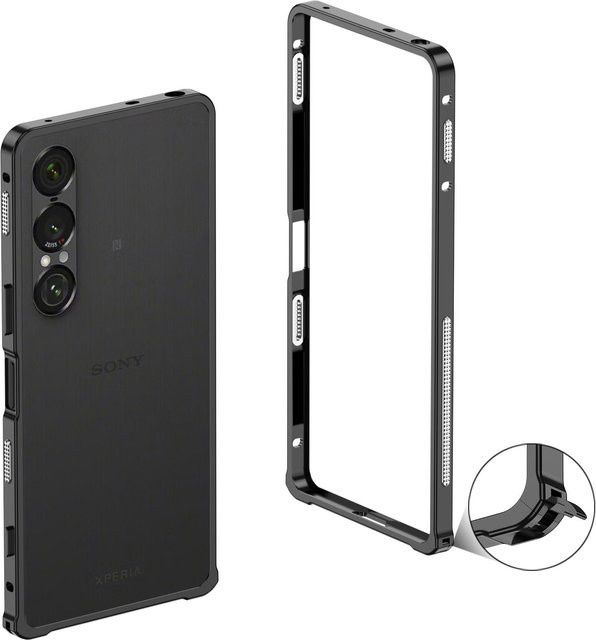 Ultradünne Aluminium-Metallrahmen Stoßstangen-Hülle für Sony Xperia 1 VII und Sony Xperia 1 VI in Schwarz - Bild 1