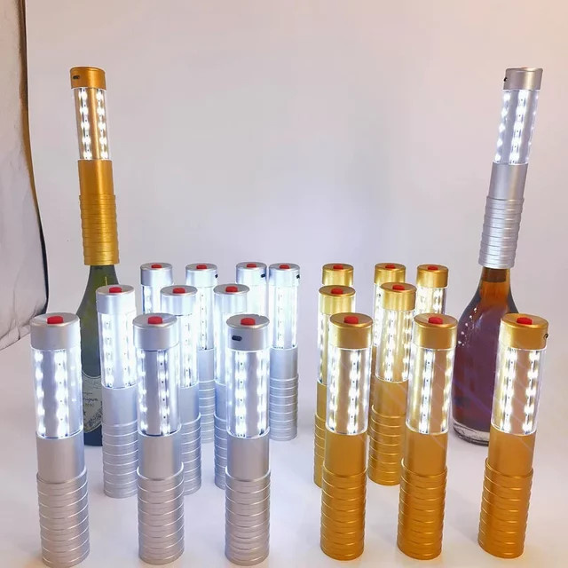 KDULIT LED Stroboskop-Stab für Champagnerflaschen in Silber und Weiß zur Party- und Hochzeitsdekoration - Bild 1