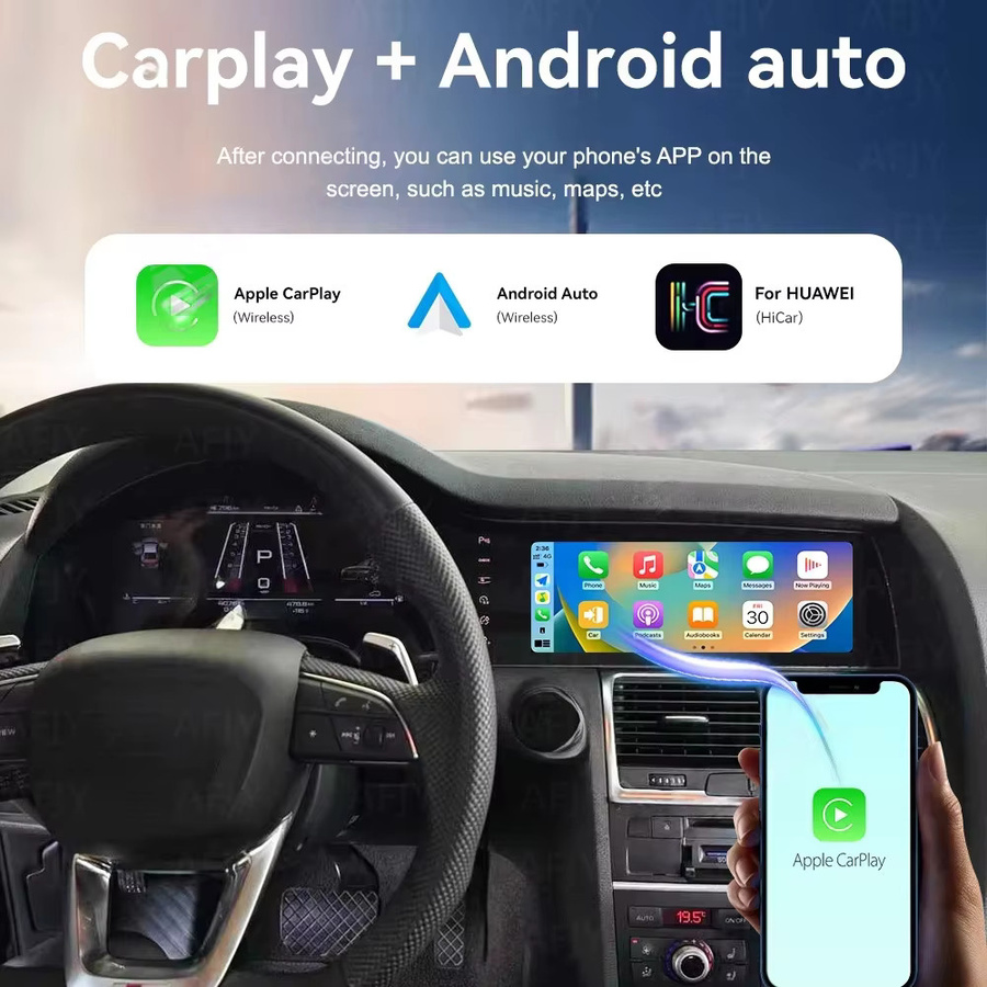YANFU Android 14 Multimedia Dashboard LCD Digital Instrument Tacho mit Dual Screen und CarPlay für Audi Q7 4L 2005-2018, Schwarz - Bild 4