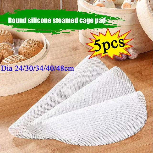 KITPIPI 5er Set Silikon Dampftücher rund, weiß, Durchmesser: 24 cm - Bild 1