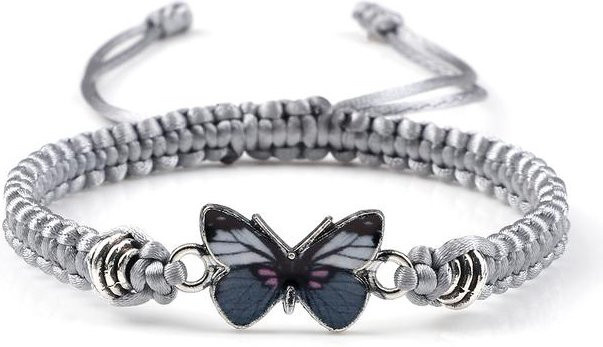 Armband Allbestart, Schmetterlingsanhänger, Grau, Zinklegierung, Unisex - Bild 1