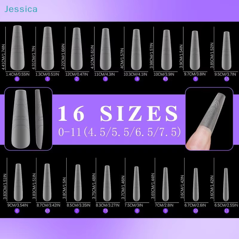 Jessica Soft Gel Nagelspitzen, 320 Stück, Stiletto- & Coffin-Formen, Matt - Bild 4