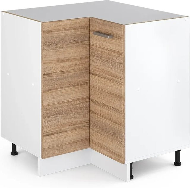 Vicco R-Line Eckunterschrank für die Küche in Sonoma/Weiß, B/T/H: 76 x 75,6 x 81,6 cm - Bild 1
