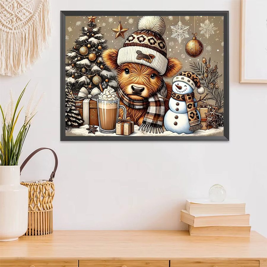 Evershine Diamant Stickerei Rinder Tier Cartoon Mosaik Schneemann, DIY Bild, Bunt / Mehrfarbig - Bild 3