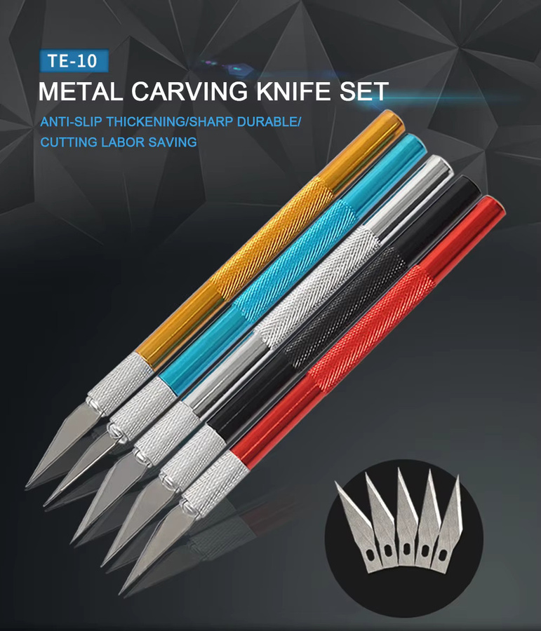 Lefavor Metall Carving Skalpell Set mit Anti-Slip Griff und Klinge Nr. 10 in Rot für DIY Hobby und Reparaturarbeiten - Bild 3