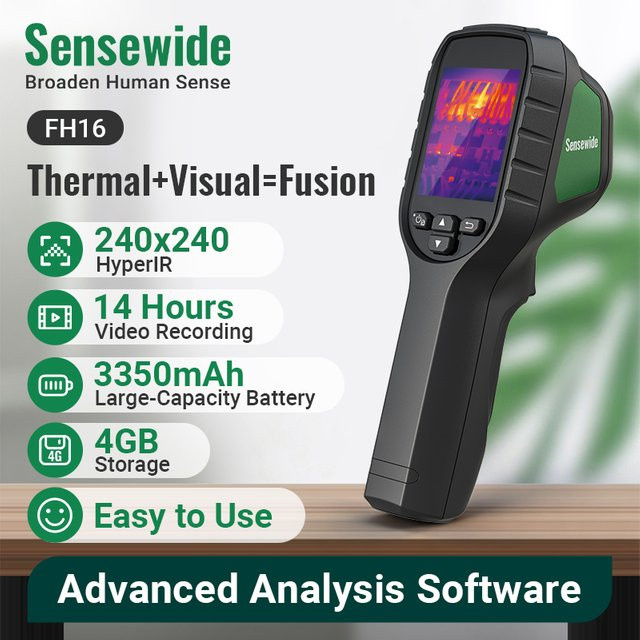 Sensewide FH16 HyperIR Handgehaltener Wärmebildscanner mit visueller Kamera in Schwarz - Bild 1