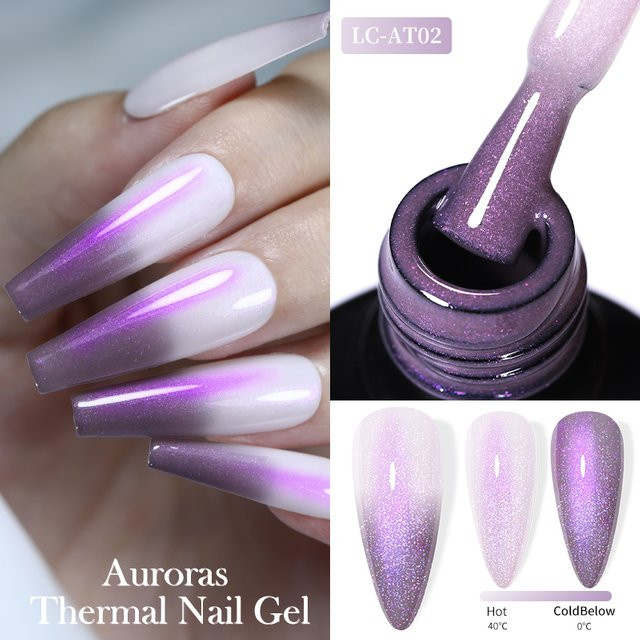 LILYCUTE Auroras Thermal Gel Nagellack, Lila Glitzer, 7 ml - Bild 1