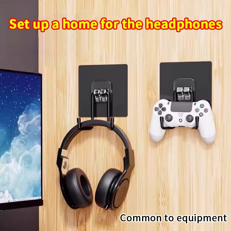 SD&HI 5er Set Universal Wandhalterung für Kopfhörer und Gaming Controller in Schwarz mit Klebeaufhängung - Bild 2