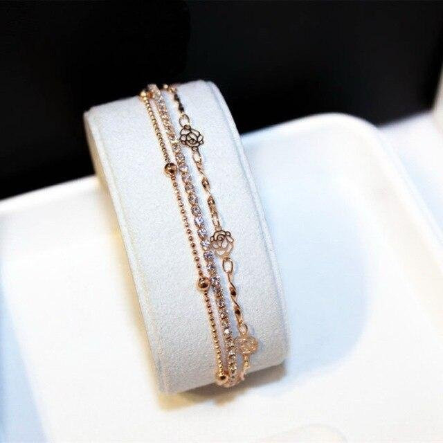 Kettenarmband Messing, Goldfarben, Kristall, Strass, Damen - Bild 1