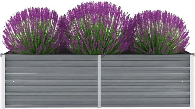 DELUKE Hochbeet OSKAR aus verzinktem Stahl in Grau, B/T/H: 160 x 40 x 45 cm - Bild 1