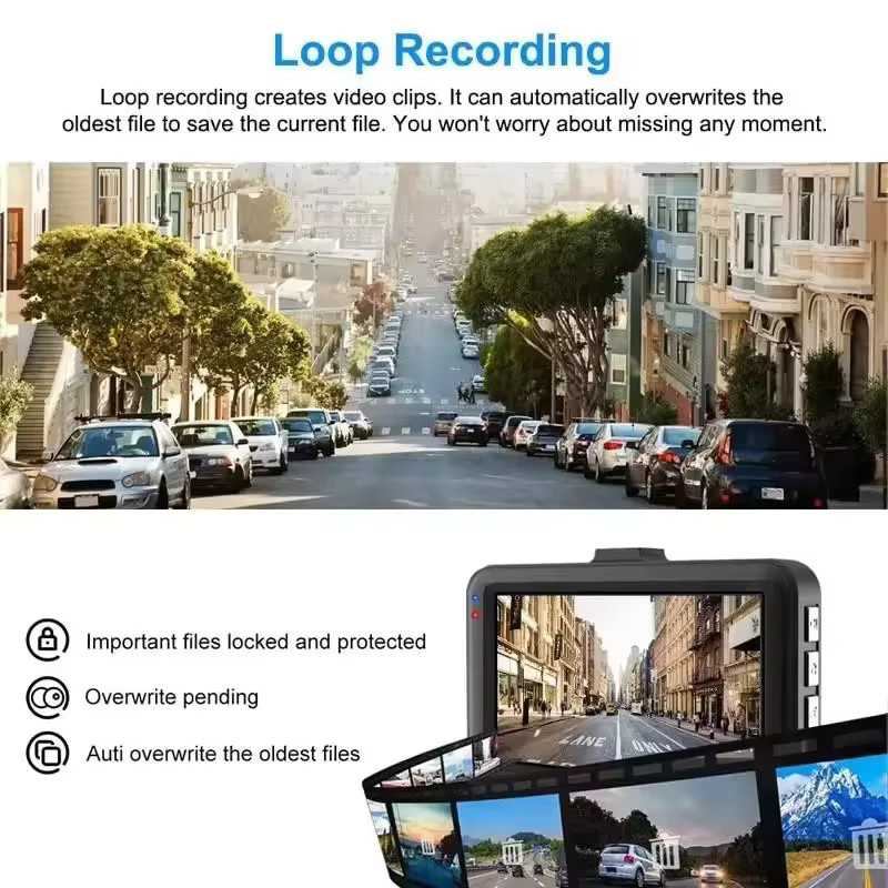 KVANNO Dashcam Full HD 1080P mit Ultraweitwinkel, Nachtsicht und G-Sensor in Schwarz - Bild 5