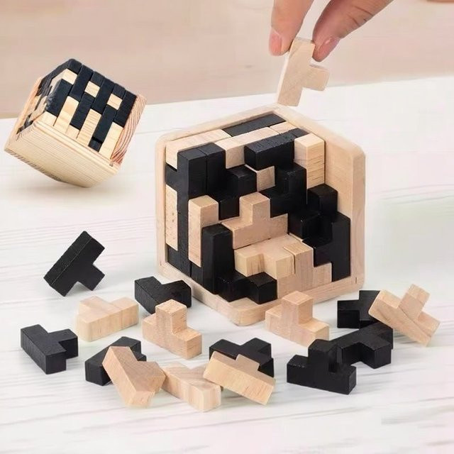 Luban 3D-Würfel-Puzzle, Holzspielzeug, 54-teiliges Set - Bild 1