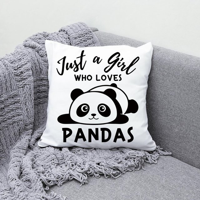 Kissenbezug mit Panda-Muster aus Polyester in Weiß, quadratisch, maschinenwaschbar - Bild 1