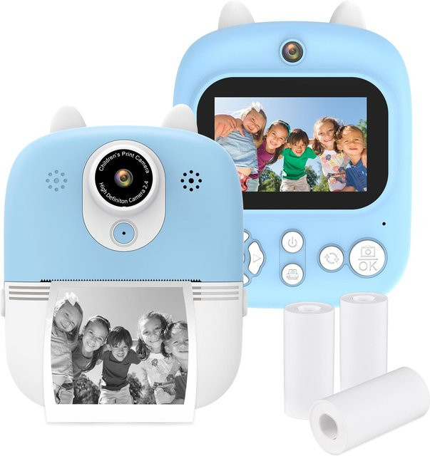 Andoer 3-in-1 Multifunktions-Sofortbildkamera für Kinder mit 2,4-Zoll-IPS-Bildschirm in Blau - Bild 1