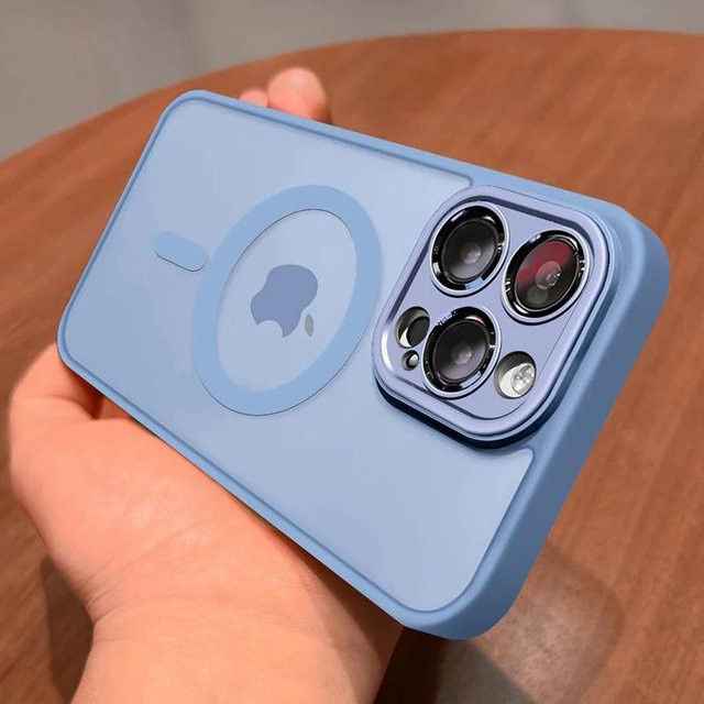 3C Goodbuy MagSafe Translucent Armor Schutzhülle für iPhone 16 Pro Max 15 Plus 14 13 12 11 Pro Max in Transparent Blau mit Wireless Charging Unterstützung - Bild 1