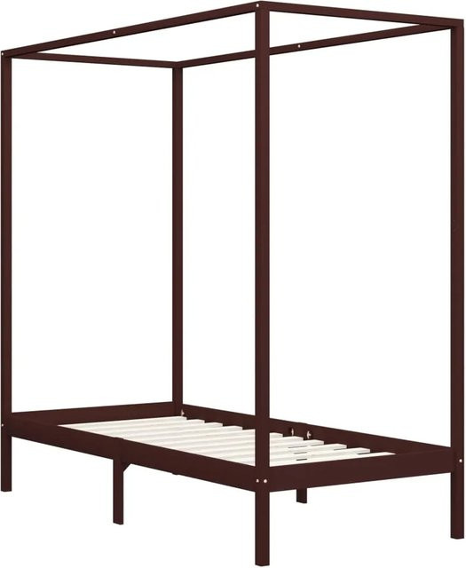 vidaXL Himmelbett-Gestell aus Massivholz Kiefer in Dunkelbraun, B/T/H: 90 x 200 x 204 cm - Bild 1