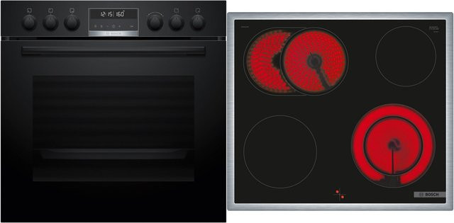 Bosch Herdset HND671LS62 bestehend aus Backofen HEG578BB3 und Glaskeramikkochfeld NKN645GA2E in Schwarz und Edelstahl - Bild 1