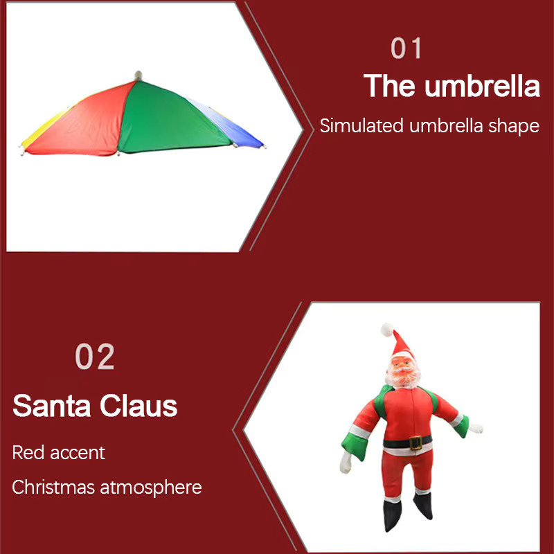 Feimefeiyou LED Weihnachtsmann Fallschirm-Lichterkette in Mehrfarbig für Garten und Innenhof - Bild 4