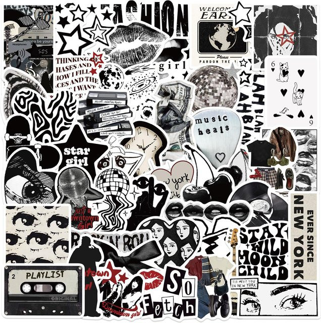 Binchi Outdoor Product Downtown Y2K Cartoon Graffiti Sticker Set, wasserfest, mehrfarbig, 50 bis 100 Stück - Bild 1