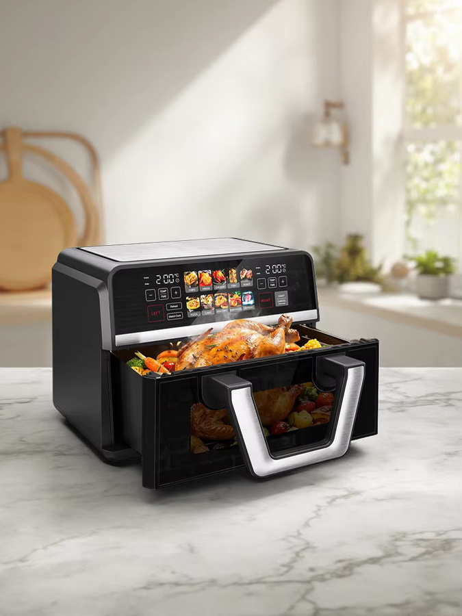 Patbrela Doppelkorb-Heißluftfritteuse XXL 10L in Schwarz mit Dual Zone und Aufwärmfunktion - Bild 8