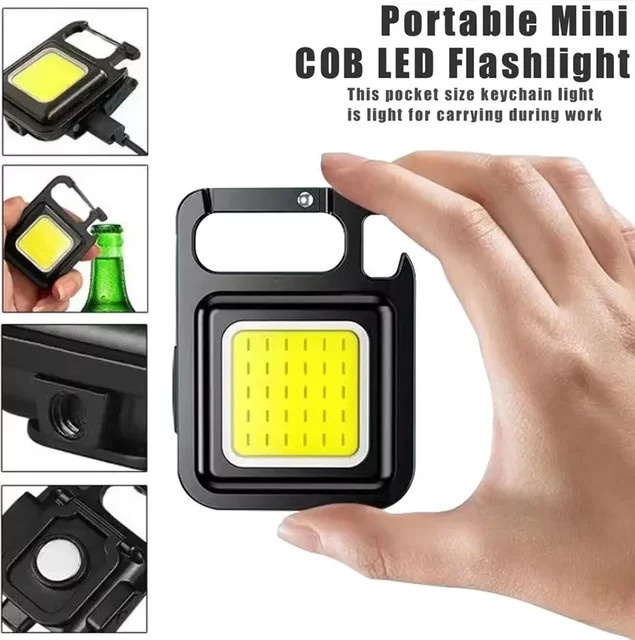 Heinast Mini LED Taschenlampe mit COB Arbeit Licht, USB aufladbar, magnetisch, Schwarz - Bild 1