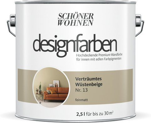 Schöner Wohnen Designfarben Dispersionsfarbe Verträumtes Wüstenbeige matt, 2,5 l - Bild 1