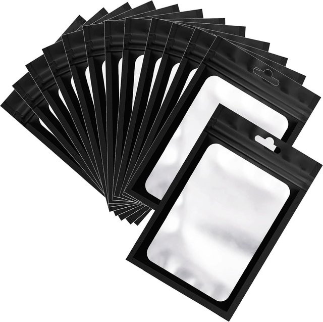 Wiederverschließbare Mylar-Beutel mit klarem Fenster, geruchdichte Folienbeutel in Schwarz und Transparent für Schmuck und Verpackungszubehör - Bild 1