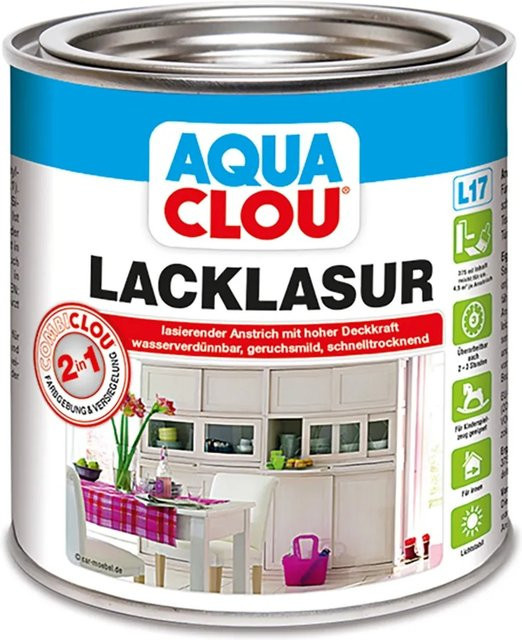 Clou Aqua Combi-Clou Lack-Lasur Schwarz semi-transparent 375 ml - Bild 1