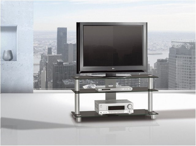 Just-Racks TV-Rack TV1053 modern in Schwarz mit Schwarzglas und Metall - Bild 1