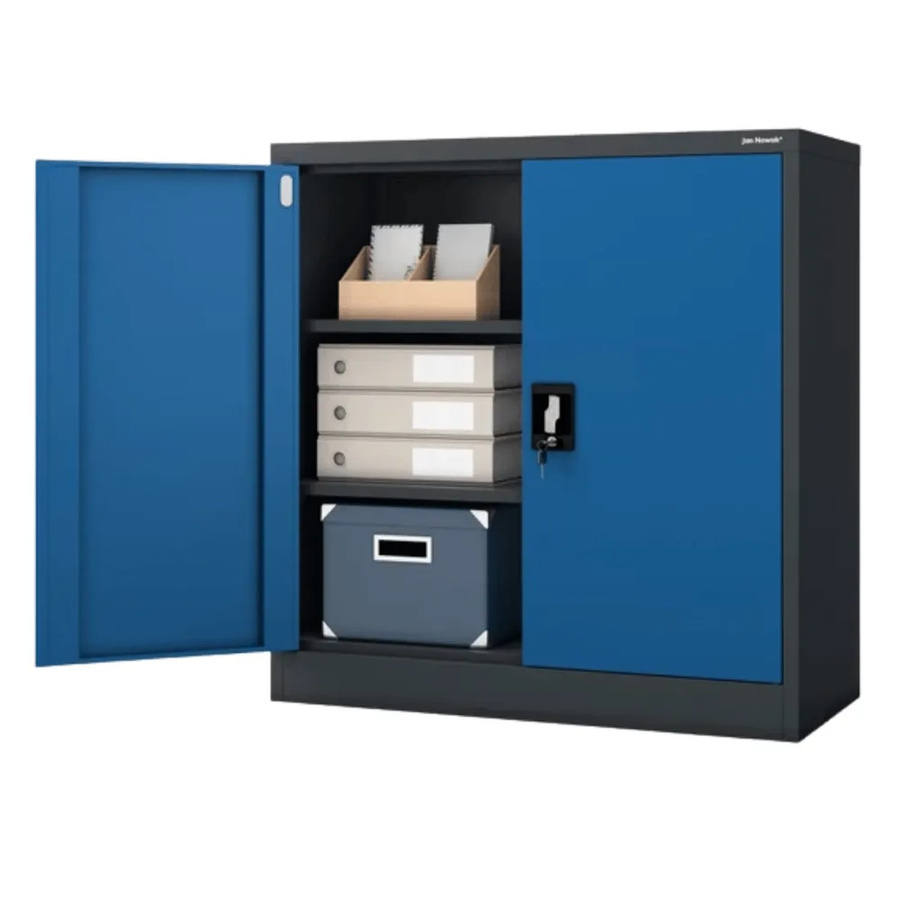 JAN NOWAK Aktenschrank BEATA mit Flügeltüren und Schloss, Anthrazit-Blau, H: 93 cm, B: 90 cm, T: 40 cm - Bild 2