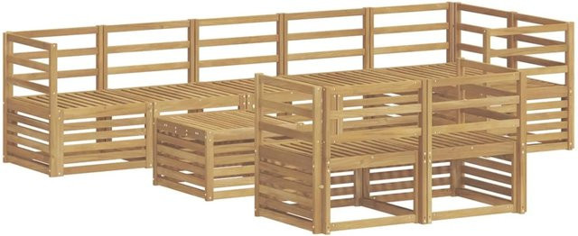 vidaXL Outdoor-Sofagarnitur aus Massivholz Akazie in Weiß mit 9-teiligem Set und Latten-Design - Bild 1
