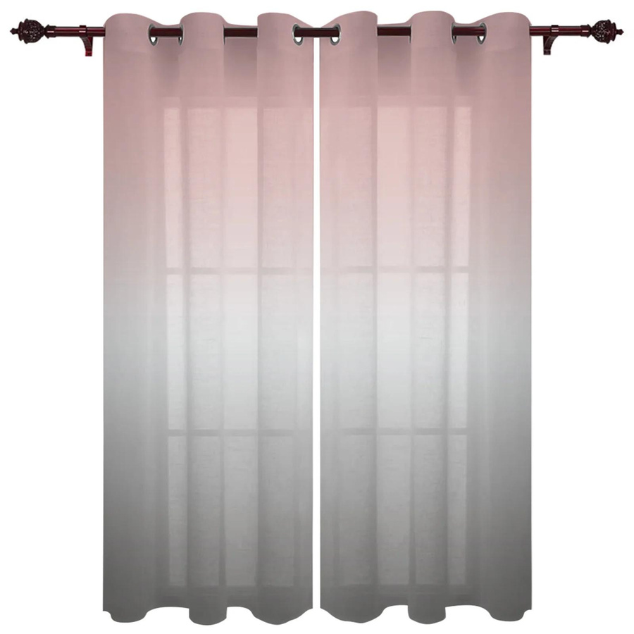 Moderne Vorhänge von Household supplies MH in Rosa und Grau mit Farbverlauf, halbtransparent, Breite: 135 cm, Höhe: 60 cm - Bild 2