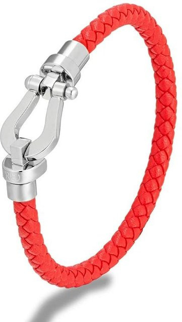Armband, geflochtenes Leder, Edelstahl, dunkelgrau, Unisex, 17 cm - Bild 1