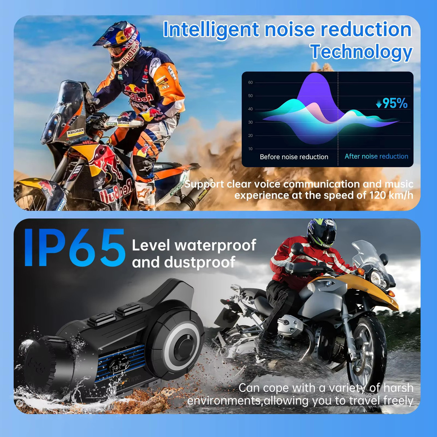 Eurofone S3 Plus Motorrad Bluetooth Headset Intercom mit 2K Video Recorder DVR, wasserdicht, Farbe: Schwarz - Bild 3