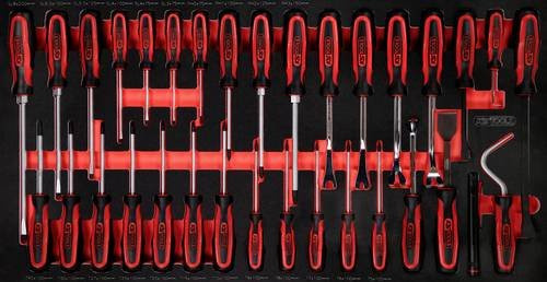 KS Tools Schraubendreher-Set in roter Farbe, 33-teilig mit Schaumstoffeinlage - Bild 1