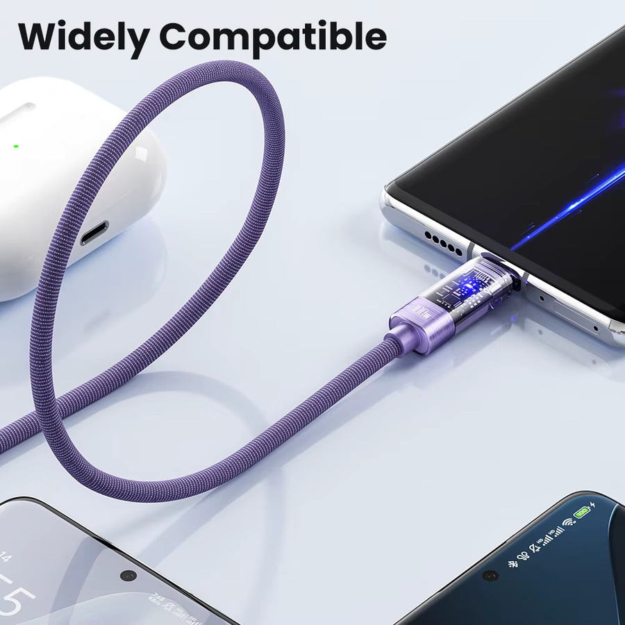 Toocki USB-C-Kabel 100W 6A Schnellladekabel mit automatischer Abschaltung in Grau - Bild 2