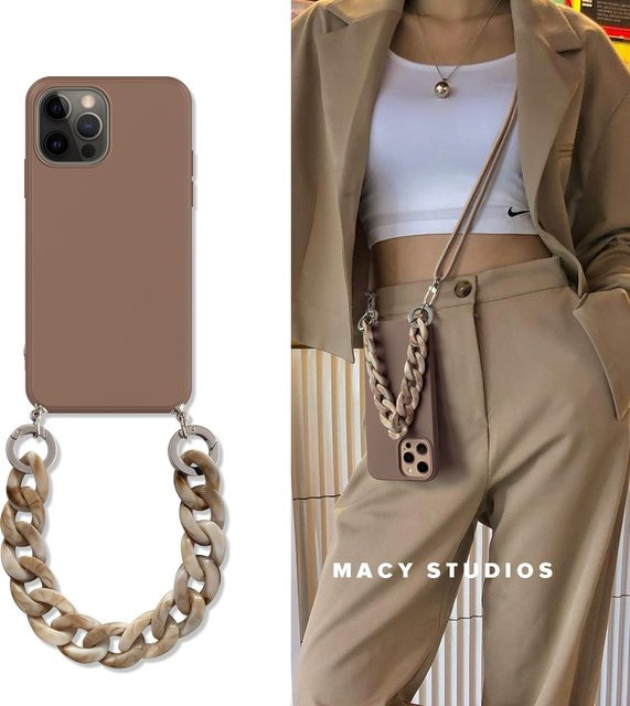 Eurynome Crossbody-Handyhülle für Samsung Galaxy S25 S24 S23 S26 Ultra Plus FE A36 A16 A17 mit Marmor-Kettenriemen in Weiß - Bild 1