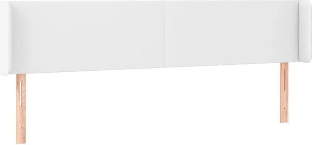 vidaXL Kopfteil mit Ohren in Weiß aus Kunstleder, Breite: 203 cm, Tiefe: 16 cm, Höhe: 78-88 cm - Bild 1