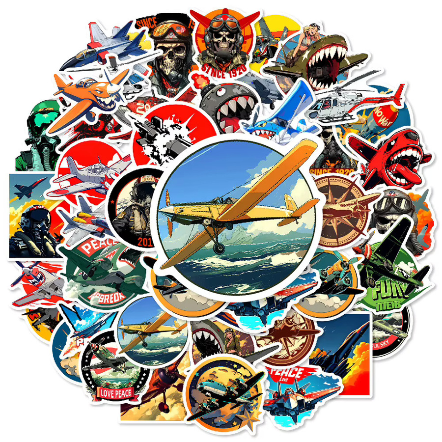 Kpustyle Retro Flugzeugpiloten Aufkleber wasserfest für Skateboard Laptop Handy und Auto in Multicolor - Bild 2