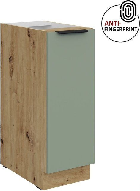 Küchen Unterschrank Schrankauszug ARIA in Aquamarin Blau matt mit Anti-Fingerprint-Beschichtung, Breite: 30 cm - Bild 1