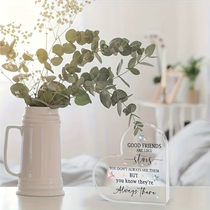 CIFBUY Herzförmige Tischdekoration aus Acryl in Weiß und Transparent als Freundschafts-Souvenir für Geburtstag oder Muttertag - Bild 2