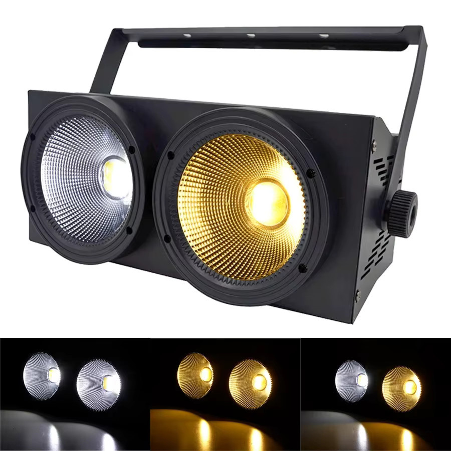 DJ AiK 2in1 COB LED Blinder 200W mit Warmweiß und Kaltweiß, DMX Bühnenlicht für DJ und Event, Schwarz - Bild 4
