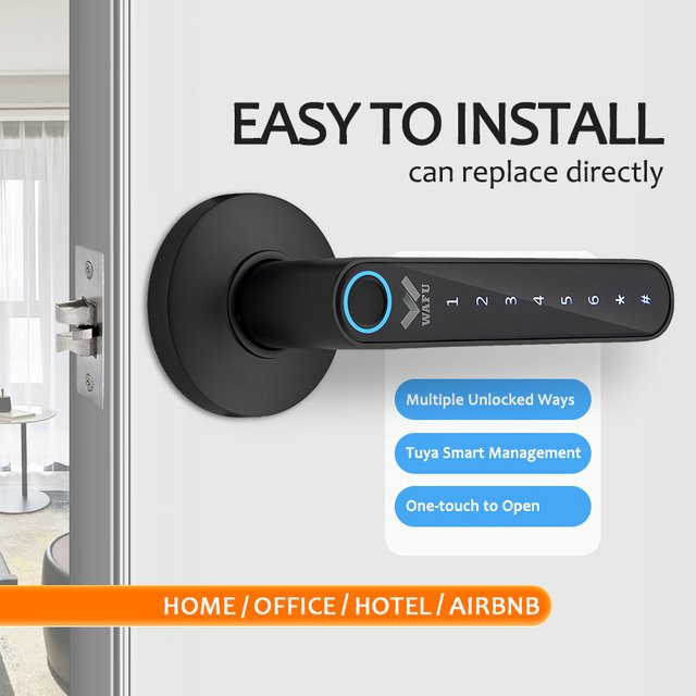 WAFU 016 Smart Lock mit Fingerabdruck, Passwort und Bluetooth via Tuya für Home und Hotel in Schwarz oder Silber - Bild 1