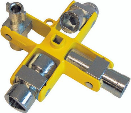 C.K Universal Kreuzschlüssel 9 in 1 Schaltschrankschlüssel in Gelb (T4451-2) mit Vierkantprofilen 5-10 mm und Dreikantprofilen 7-9 mm - Bild 1