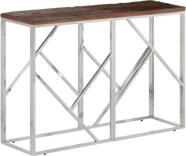 vidaXL Konsolentisch modern in Silber aus Edelstahl und massiven Holzschwellen B/T/H: 300 x 30 x 70 cm - Bild 1