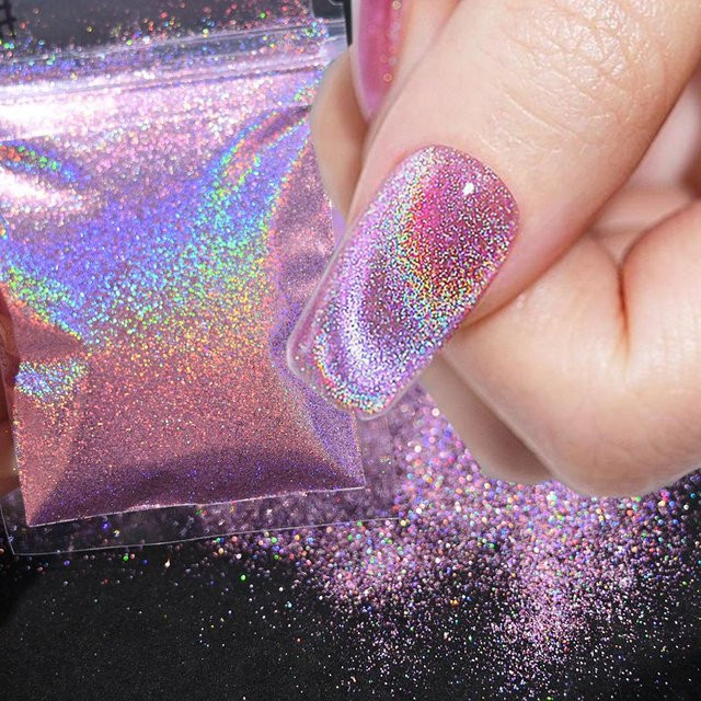 MingLee Nagelglitzerpulver Laser-Rosa, 10 g, Metallic - Bild 1