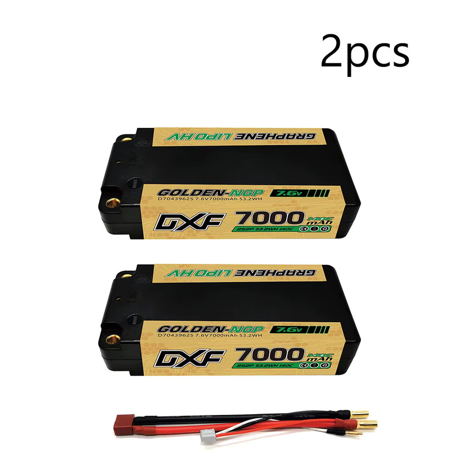 DXF 2S Shorty Lipo Akku 7,6V 7000mAh 140C Hardcase mit T-Stecker für 1/10 Buggy Truggy Offroad RC Autos und Helikopter - Bild 7