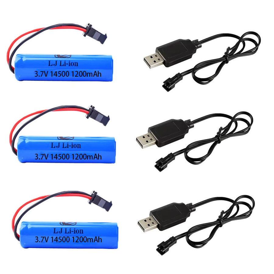 AutoHotSA Li-Ion Akku Set mit Ladegerät 3,7 V 14500 1200 mAh Blau mit SM-2P Stecker für C2 D828 RC Stunt Auto Spielzeug Zubehör - Bild 3